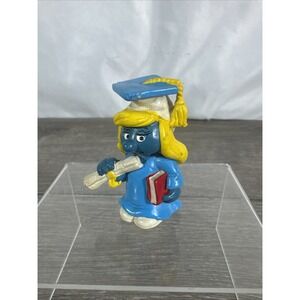 Vintage 1981 SMURFS Graduation Smurfette Graduate Figurine Peyo